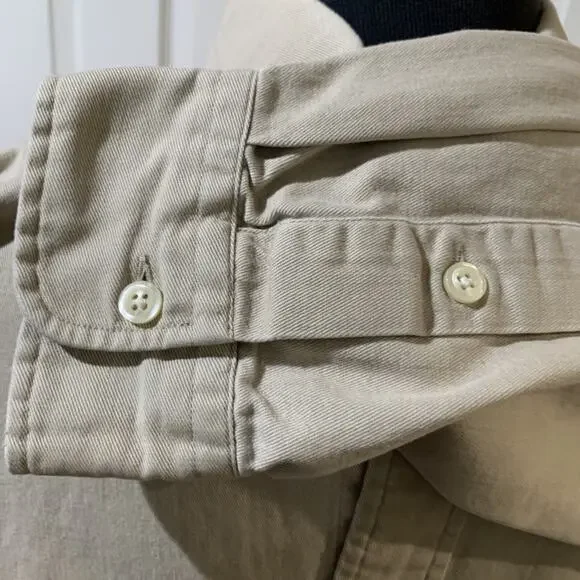 Ralph Lauren Men’s Long Sleeve Button Up Tan Shirt Size Large - Picture 3 of 4